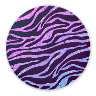 Lila Glanz und Zebradruck Keramikknauf
