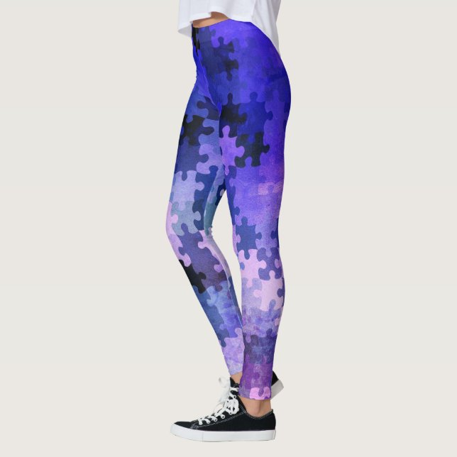 Lila, glatte Puzzleteile Leggings (Links)