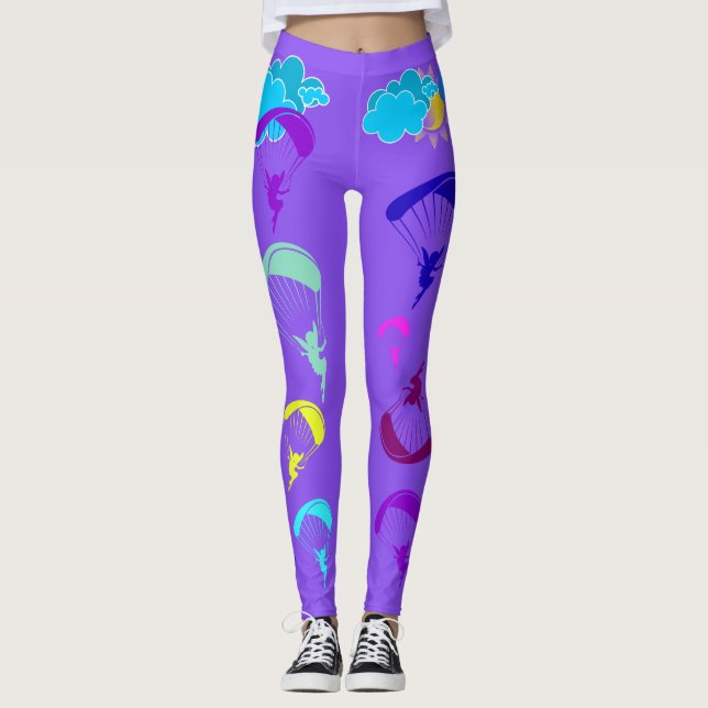 Lila Gleitschirmfliegen-Elfsonnenschein Leggings (Vorderseite)