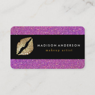 Lila Gliter Chic Gold Lips - Makeup Artist Visitenkarte