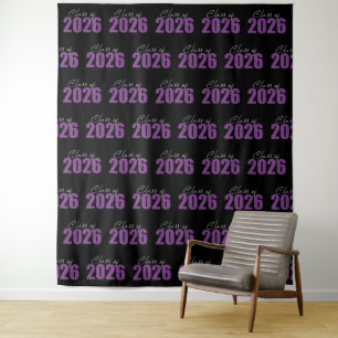 Lila Glitter Abschlussklasse 2026 Foto Hintergrund Wandteppich