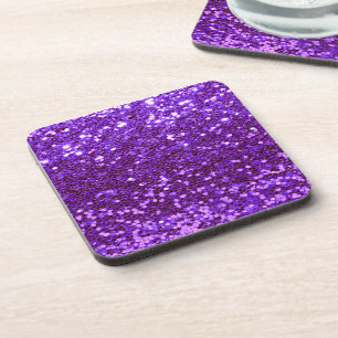 Lila Glitter Bling Funkeln Glänzend Weiblich Chic Getränkeuntersetzer