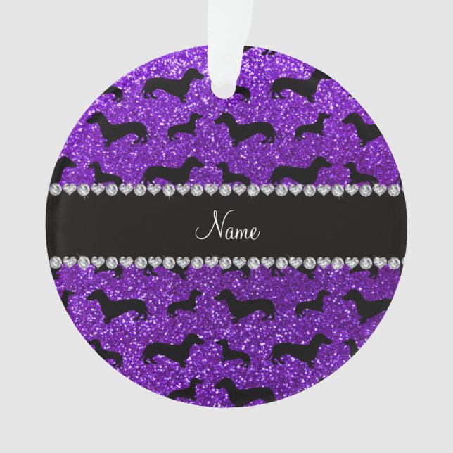 Lila Glitter-Dackeln des personalisierten Ornament (Vorderseite)