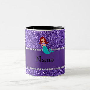 Lila Glitter der personalisierten Zweifarbige Tasse