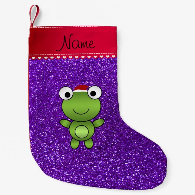 Lila Glitter des personalisierten Kleiner Weihnachtsstrumpf (Vorderseite)