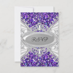 Lila Glitter-Diamant-Tiara Sweet 16 RSVP 2 Karte