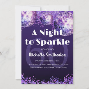 Lila Glitter Disco Nacht um Glamourös 60. zu funke Einladung