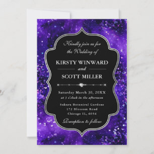 Lila Glitter Funkeln Elegante Hochzeit Einladung