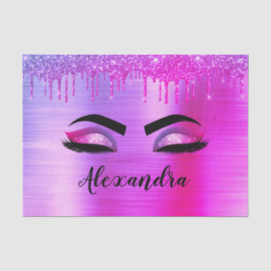 Lila Glitter Funkeln Wimpern Monogramm Name Seidenpapier