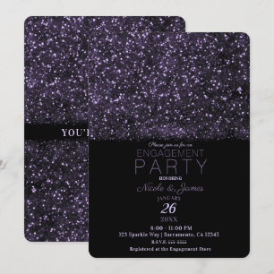 Lila Glitter Funkelnde Lichter Verlobungsfeier Einladung