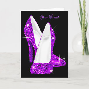 Lila Glitter High Heel Schuhe Stiletto Karte