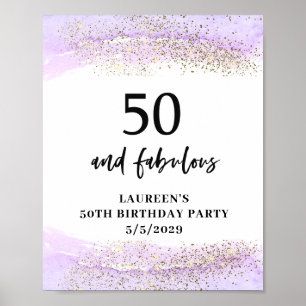 Lila Glitter Lila 50. Geburtstagsfeier Poster