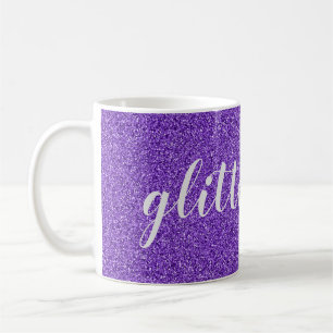 Lila Glitter Mädchen Faux Funkelndes Glitter Kaffeetasse