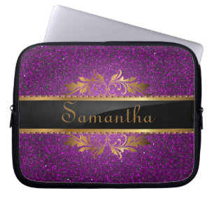Lila Glitter Pailletten Disco Glanz Schutzhülle Laptopschutzhülle