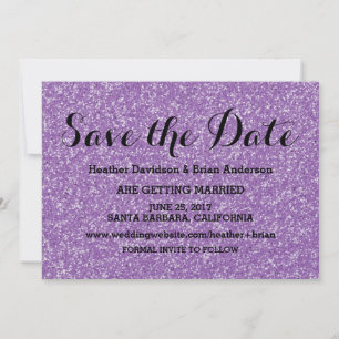 Lila Glitter Save-the-Date-Einladung Einladung