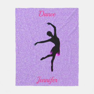 Lila Glitter-Tanz personalisierte Fleece-Decke Fleecedecke