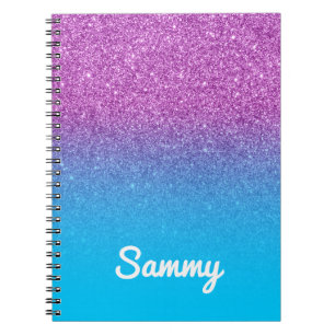 Lila Glitter und Aqua Blau Ombre Notizblock