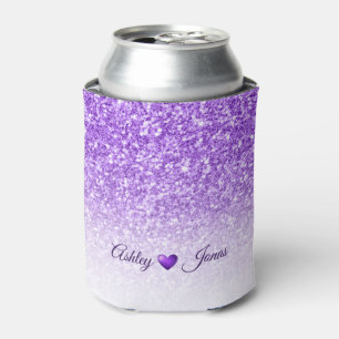 Lila Glitter und Herz Dosenkühler