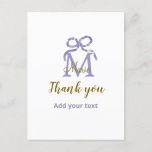 Lila-glitterband mit Namensbuchstaben Monogramm Da Postkarte