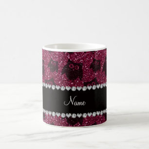 Lila Glittereulen der personalisierten Tasse