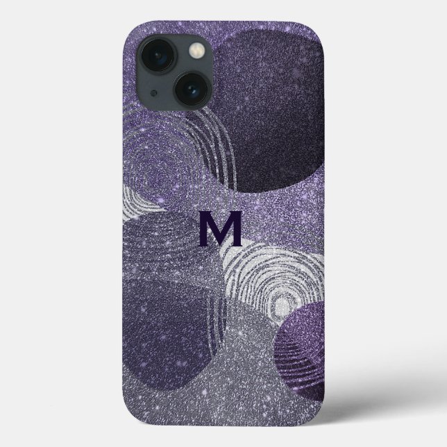 Lila Glitterie Abstrakt Mit Monogramm Case-Mate iPhone Hülle (Rückseite)