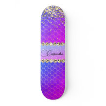 Lila Glitterie-Bling-Skateboard in Hot Pink