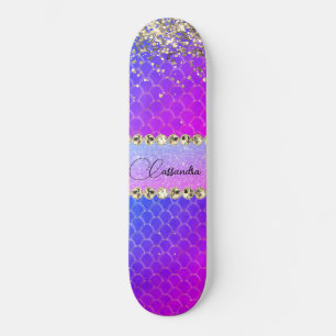 Lila Glitterie-Bling-Skateboard in Hot Pink Skateboard