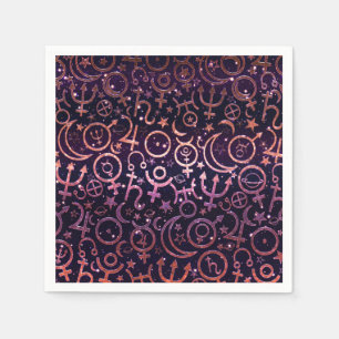 Lila Glitterie Planetarium Weltraumplaneten Serviette