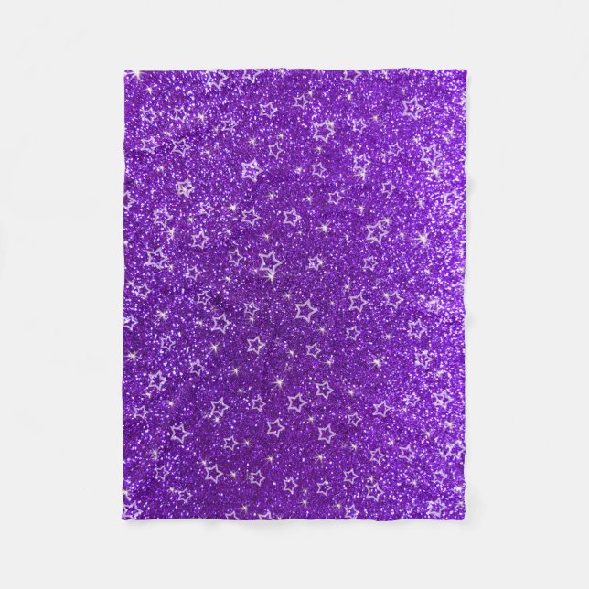 Lila Glittersterne des Indigos Fleecedecke (Vorderseite)