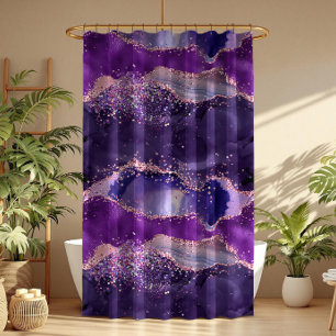 Lila Glittery Agate Texture Duschvorhang