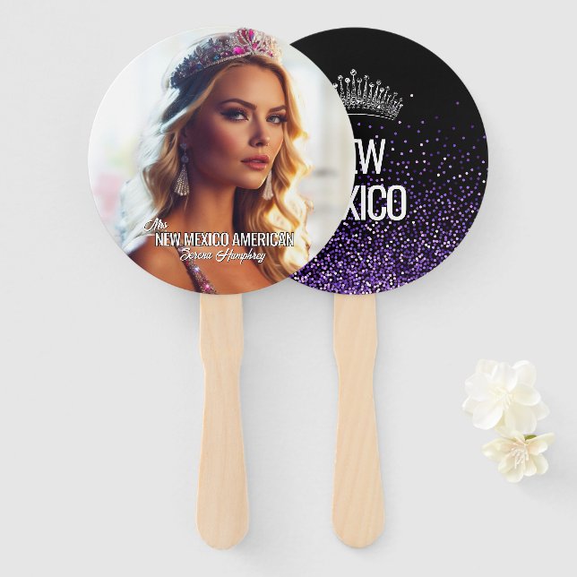 Lila Glitz Pageant Fan Wavers - Set von Fans Fächer (Vorne und Hinten)