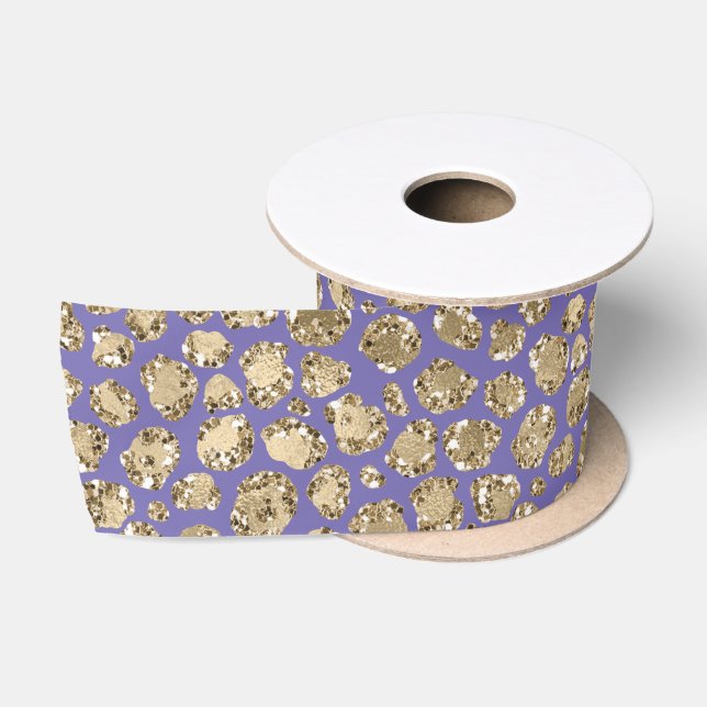 Lila Glitz Sparkle Leopard Print     Satinband (Spule)