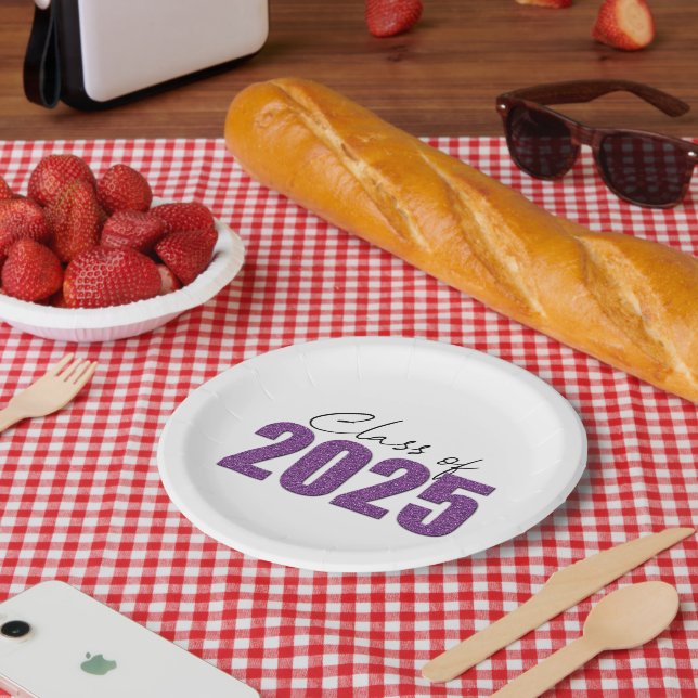 Lila Glitzer 2025 Pappteller (Picknick)