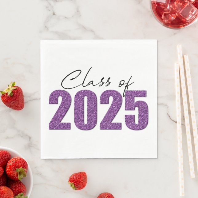 Lila Glitzer 2025 Serviette (Beispiel)