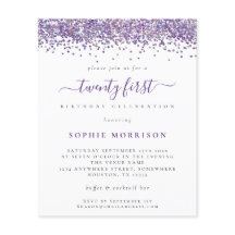 Lila Glitzer 21. Party Einladung