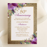 Lila Glitzer Amethyst Floral 50 Jahre Jubiläum