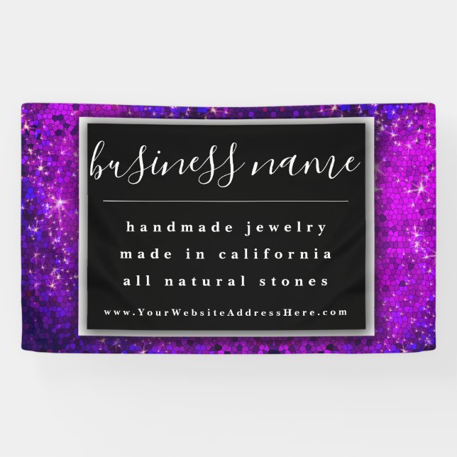 Lila Glitzer Artisan Black and White Chalkboard Banner (Horizontal)