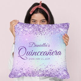 Lila Glitzer Bale Iridescent Quinceanera Kissen