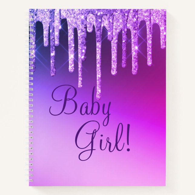Lila Glitzer Bling Girl Name Sparkle Glam Chic Notizbuch (Vorderseite)