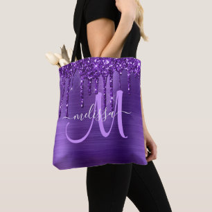 Lila Glitzer Brush Metal Monogramm