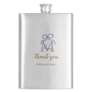 Lila Glitzer-Bug Namensbrief Monogramm Dankeschön Flachmann