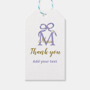 Lila Glitzer-Bug Namensbrief Monogramm Dankeschön Geschenkanhänger