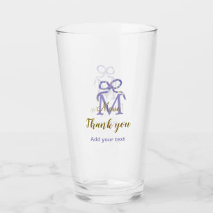 Lila Glitzer-Bug Namensbrief Monogramm Dankeschön Glas