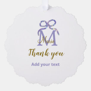 Lila Glitzer-Bug Namensbrief Monogramm Dankeschön Ornament Karte