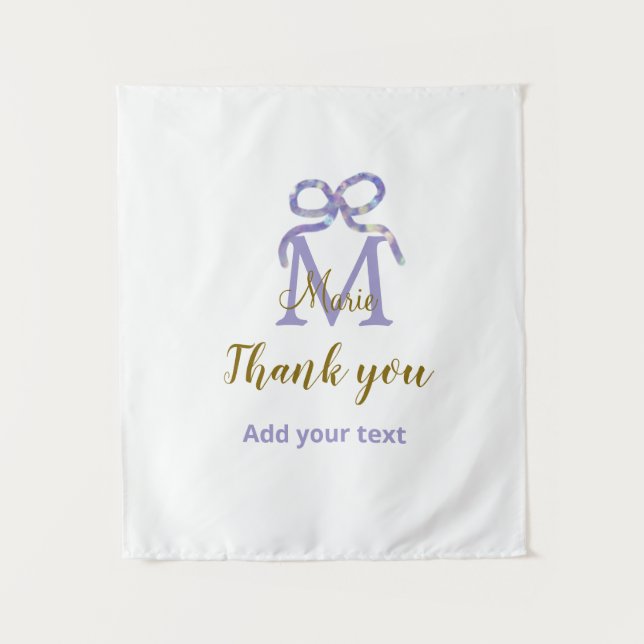 Lila Glitzer-Bug Namensbrief Monogramm Dankeschön Wandteppich (Vorderseite)