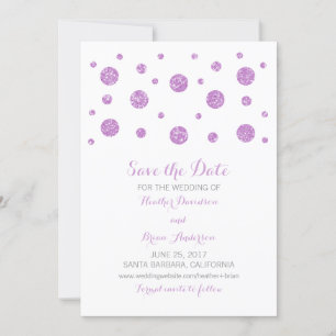 Lila Glitzer Confetti Save the Date einladen