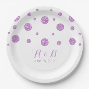 Lila Glitzer Confetti Wedding Paper Teller