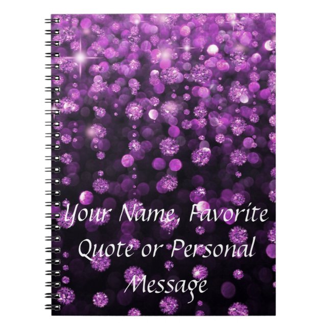 Lila Glitzer-Diamanten Notizblock (Vorderseite)