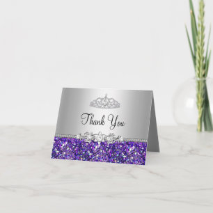 Lila Glitzer & Diamond Tiara Dankeschön Karte