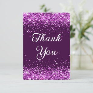 Lila Glitzer Eggplant 40. Geburtstag Dankeskarte